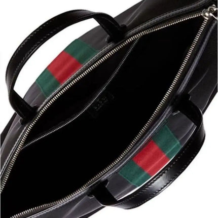 NEW Gucci Black Web Stripe Canvas Tote Crossbody Bag