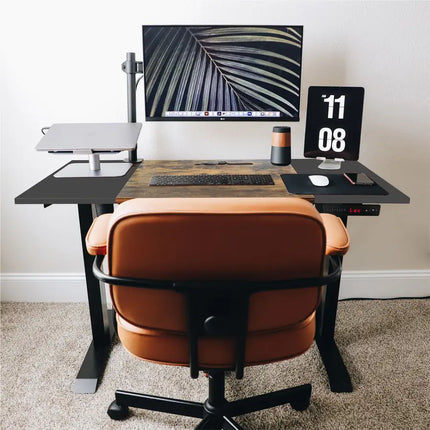 Dual Motor Height Adjustable Electric Standing Desk, 47x24 Inch Complete Desktop, Featuring Muting Adjustment with Spliced Desktop,Office and Home Use BLACK
