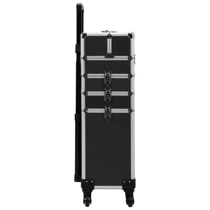 4-in-1 Makeup Travel Case with 360° Rolling Wheels, Locks, Keys and Adjustable Dividers, Black XH