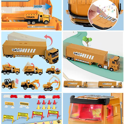 Construction Toys with Crane, Construction Vehicles Playset for Kids, Matchbox Bulldozer, Forklift, Steamroller, Dump, Cement Mixer, Excavator, Engineering Crane RT
