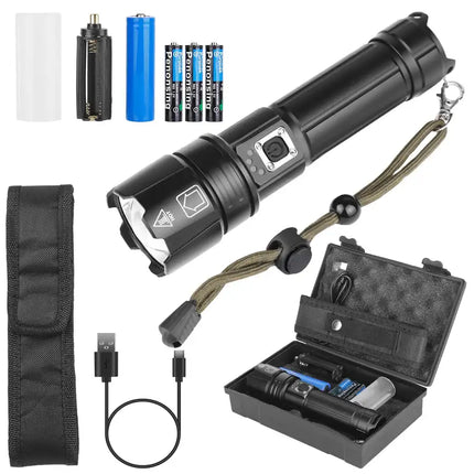 Tactical LED Flashlight Zoomable Rechargeable Search Light Torch - Vickie Lynn's