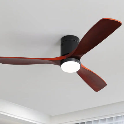 Ceiling Fan with Lights; Remote Control; 52" Matte Black Indoor Outdoor Wood Ceiling Fan with 3 Fan Blades; Noiseless Reversible DC Motor for Patio Living Room; Bedroom; Office; Matte Black