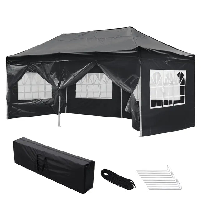 Gazebo plegable con dosel EZ Pop Up de 10 x 20 pies/negro