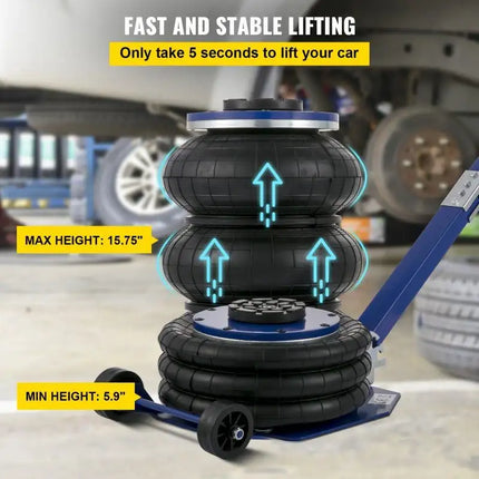 Gato neumático de elevación rápida, bolsa Triple móvil plegable portátil, Gato de aire