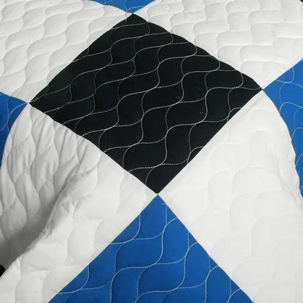 [Delicate Plaid - A] Vermicelli-Quilted Patchwork Plaid Quilt Set Full/Queen