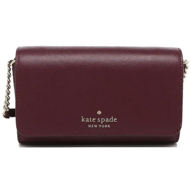 NEW Kate Spade Brown Cherrywood Staci Small Flap Crossgrain Leather Crossbody Bag