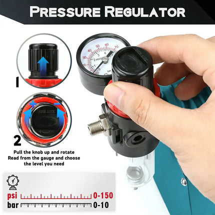 Voilamart 1/5HP Airbrush Compressor Kit Air Brush Spray Paint Tattoo Stencils
