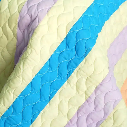 [Tasty Dessert] 3PC Vermicelli-Quilted Patchwork Quilt Set (Full/Queen Size)
