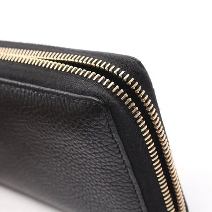 NEW Gucci Black Soho Leather Zip Around Long Wallet Clutch Bag