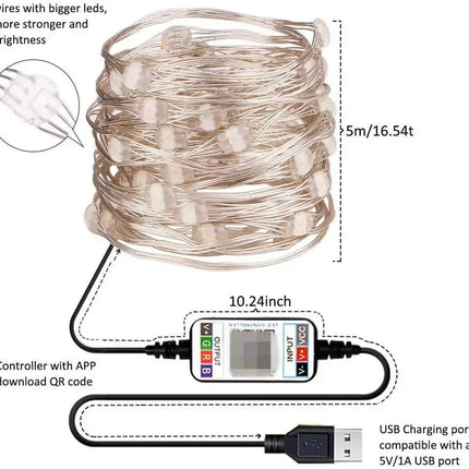 Usb Bluetooth Light String Mobile Phone App Smart Copper Wire Light String Christmas Decoration Light String