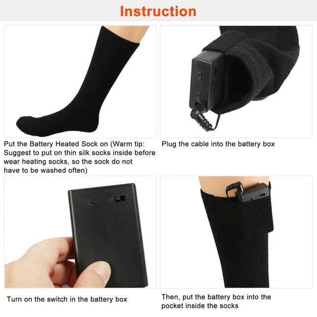 Unisex Electric Heated Socks Rechargeable Battery Heated Socks Winter Warm Thermal Socks