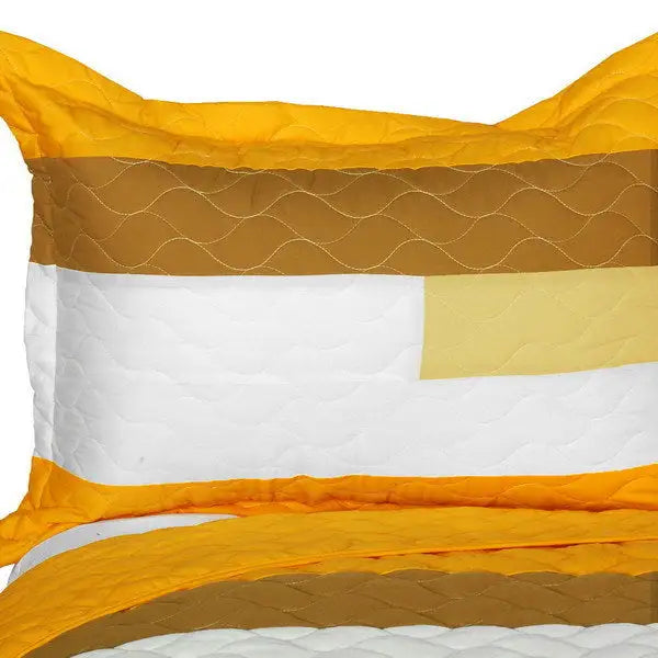 [Smashing] Vermicelli-Quilted Patchwork Striped Quilt Set Full/Queen