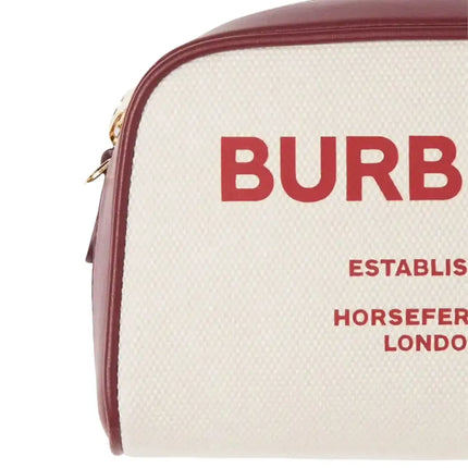 NEW Burberry White Horseferry Printed Logo Canvas Crossbody Shoulder Bag