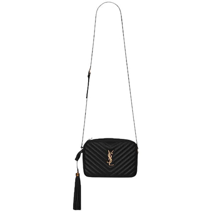 NEW Saint Laurent Black Quilted Leather Lou Crossbody Camera Shoulder Bag