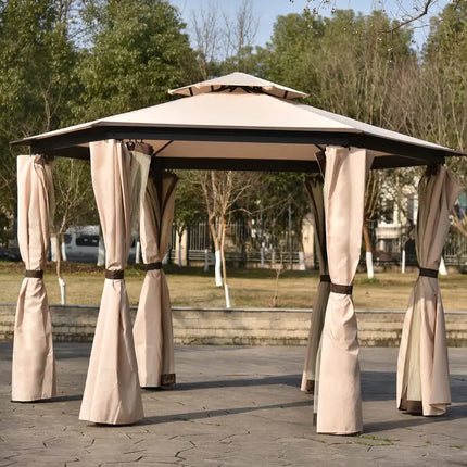 11,8 pies. Ancho x 11,8 pies. D Gazebo al Aire Libre para Patio, Gazebo de jardín con Dosel Suave de Doble Techo con mosquitero Adecuado para césped, jardín, Patio Trasero y Terraza