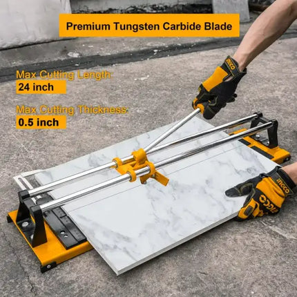 INGCO 24 Inch Manual Tile Cutter with 2 pcs Tungsten Carbide Blade High Leverage Handle for Precision Cutting HTC04600