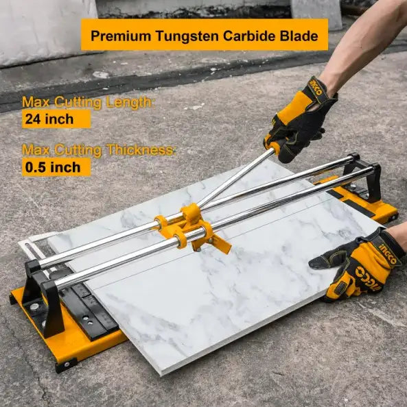 INGCO Cortador de azulejos manual de 24 pulgadas con 2 piezas de hoja de carburo de tungsteno mango de alto apalancamiento para corte de precisión HTC04600