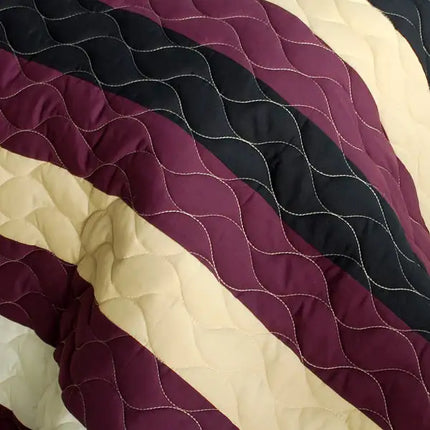 [Past Faded] 3PC Vermicelli-Quilted Patchwork Quilt Set (Full/Queen Size)