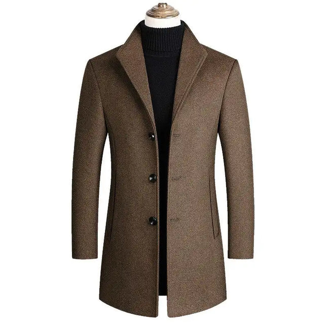 Abrigos de mezcla de lana para hombre, chaqueta de alta calidad de Color sólido, ropa de marca lujosa, otoño e invierno