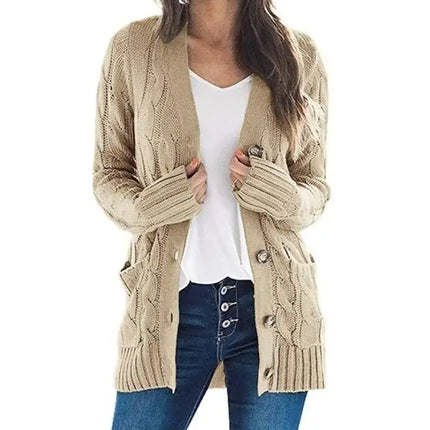 Open Front Cardigan Button Knit Sweater