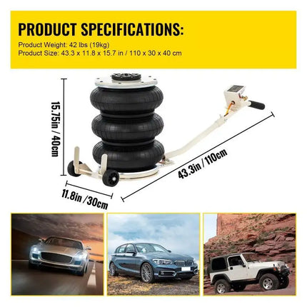 Gato neumático de elevación rápida, bolsa Triple móvil plegable portátil, Gato de aire