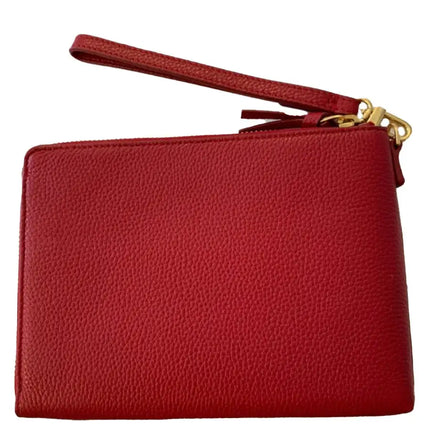 NEW Tory Burch Red Redstone Britten Large Zip Leather Pouch Clutch Bag