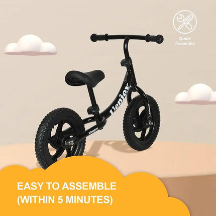 Kids Balance Bike No Pedal Bicycle for 2-4 Years Old, Toddler Balance Push Bike with 12" EVA Polymer Foam Tire, Height Adjustable, Lightweight Frame,(Pink/Black/red)