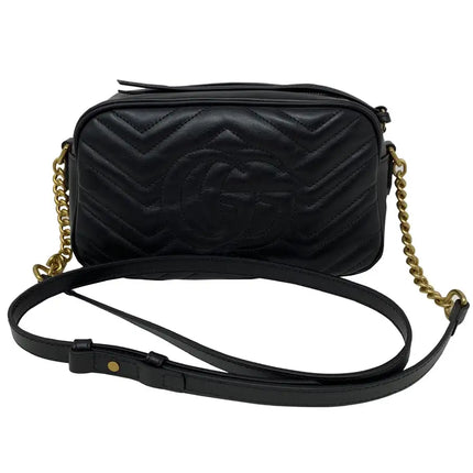 NEW Gucci Black Marmont Small Matelasse Crossbody Shoulder Bag
