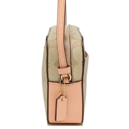 NEW Coach Beige Mini Camera Bag Monogram Signature Canvas Crossbody Bag