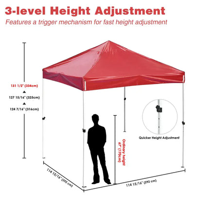 10X10ft EZ Pop Up Canopy Folding Gazebo/Red