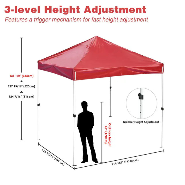 Gazebo plegable con dosel EZ Pop Up de 10 x 10 pies/rojo