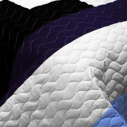 [Dweep Gold] 3PC Vermicelli - Quilted Patchwork Quilt Set (Full/Queen Size)