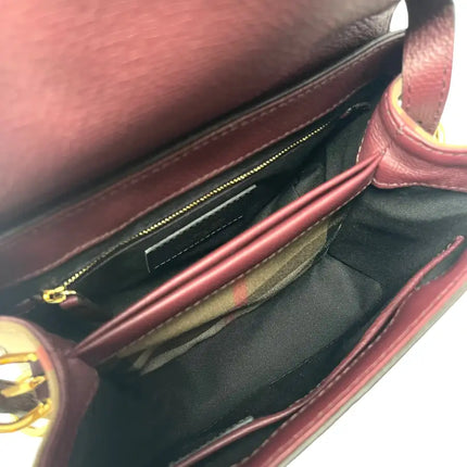 NEW Burberry Burgundy Small Camberley House Check Leather Crossbody Bag
