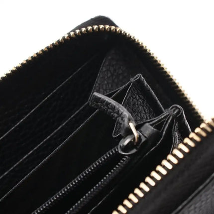 NEW Gucci Black Soho Leather Zip Around Long Wallet Clutch Bag