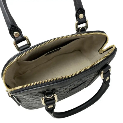 NEW Gucci Black Mini Convertible Micro GG Guccissima Dome Leather Satchel Shoulder Bag