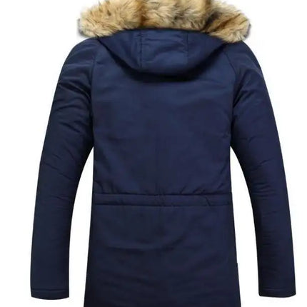 Men Coat Jacket Faux Fur Hooded Cotton Padded Parka Outerwear and Coats