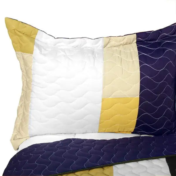 [Morning Glory] 3PC Vermicelli-Quilted Patchwork Quilt Set (Full/Queen Size)