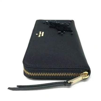 NEW Kate Spade Black Dawn Place Embellished Neda Nylon Long Wallet Clutch Bag