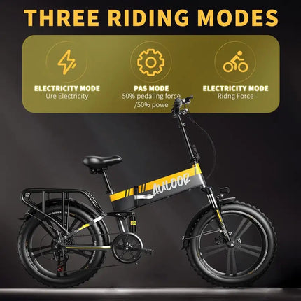 Auloor 20H1F 750W Foldable Electric Bike for Adults with 20'x4'Fat Tire; Shimano 7-Speed Ebike - Vickie Lynn's