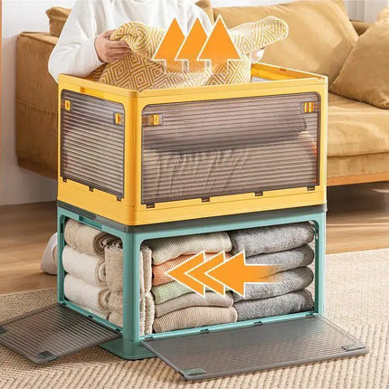 Household Clothes Quilt Storage Folding Plastic Transparent Wardrobe Storage and Finishing Boxes