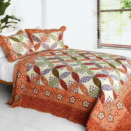 [Temptation of an Angel] 3PC Cotton Vermicelli-Quilted Printed Quilt Set (Full/Queen Size)