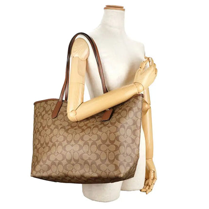 NEW Coach Brown City Tote Monogram Signature Canvas Tote Shoulder Bag