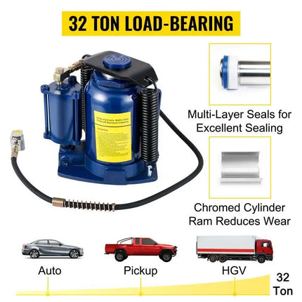 Heavy Duty Auto Truck RV Repair Manual Air Hydraulic Bottle Jack 20/32/50 Ton