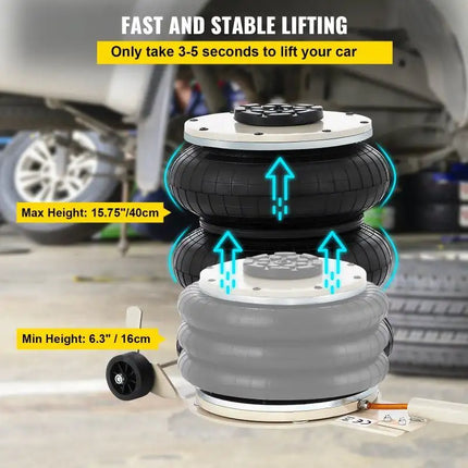 Gato neumático de elevación rápida, bolsa Triple móvil plegable portátil, Gato de aire