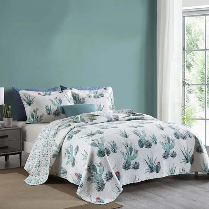 Juego de edredón de algodón de 3 piezas, colcha reversible, juego de colcha ligera para cama tamaño Queen/completo durante todas las estaciones