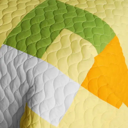 [Zing] Vermicelli-Quilted Patchwork Geometric Quilt Set Full/Queen