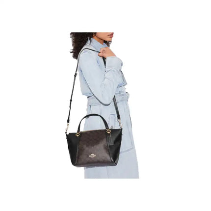 NEW Coach Black Kacey Satchel Monogram Signature Canvas Crossbody Shoulder Bag