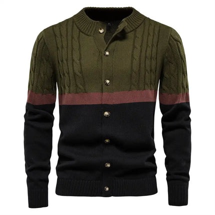 Men's Colorblock Knitted Button Sweater Cardigan