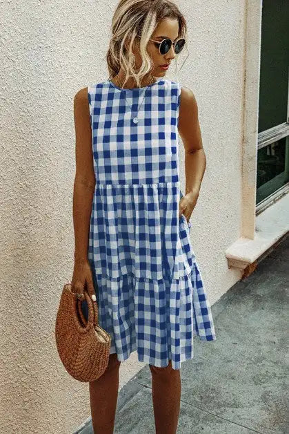 Plaid Printed A-Line Midi Dress