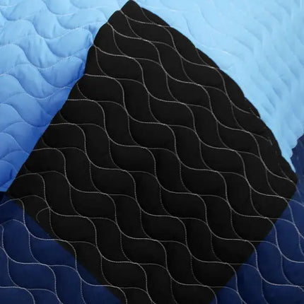 [Blue Coral] 3PC Vermicelli - Quilted Patchwork Quilt Set (Full/Queen Size)